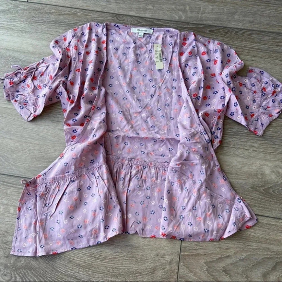 NWT Madewell  Tie-Sleeve Wrap Top in Prairie Posies - Picture 8 of 11